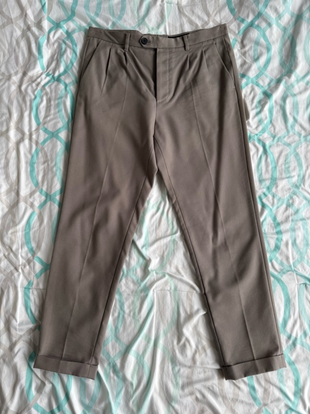 All Saints Men's Taupe Dress Trousers